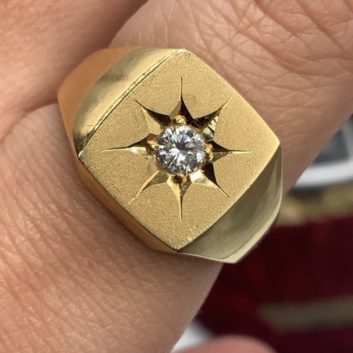 K18 印台　ダイヤモンド　リング　15.3g