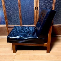 値下 B カリモク60 Kチェア  1シーター ソファー レトロ ブラックの画像