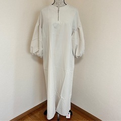 ワンピース　ぽわん袖　体型カバー　マタニティ　ベージュ　Lサイズ...