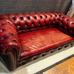 ☆ヴィンテージ品　英国チェスターフィールド本革ダブルソファ☆ ☆ヴィンテージ品 英国チェスターフィールド本革ダブルソファ