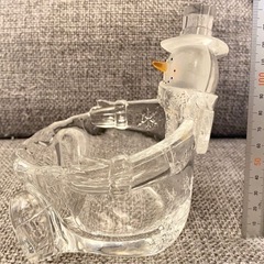 美品 ガラス小物入れ 雪だるま クリスマスマーケット ガラス瓶 小物入れ ガラス容器の画像