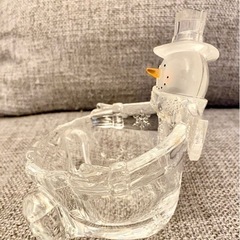 美品 ガラス小物入れ 雪だるま クリスマスマーケット ガラス瓶 小物入れ ガラス容器の画像