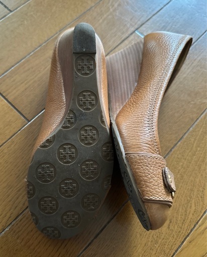 トリーバーチTORYBURCH  本革キャメルウェッジソールパンプス 23.5
