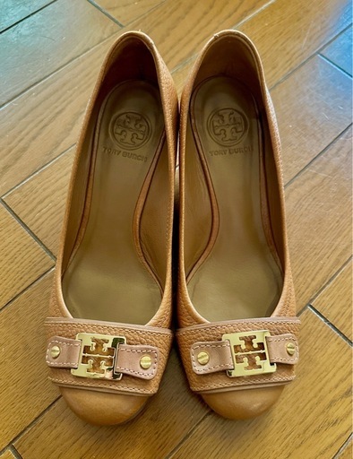 トリーバーチTORYBURCH  本革キャメルウェッジソールパンプス 23.5
