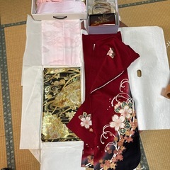 D183 振袖やまと誂製ブルー桜藤の花鞠金彩正絹着物袷極美品