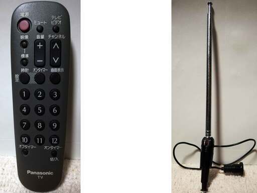 パナソニック ◆ カラーテレビ 純正 リモコン TNQ10488 / TH-10Z1 用 専用 室内 純正 アンテナ 2点セット ◆ 動作確認済 ◆ Panasonic