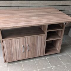 キッチンカウンター★バタフライ天板★キッチンワゴン 食器棚 北米風 中古家具 収納 【4枚目使用イメージ】