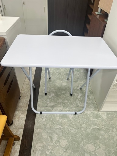 【お持ち帰り大特価】未使用品　ナカバヤシ　折りたたみデスク\u0026折りたたみチェア　ホワイト