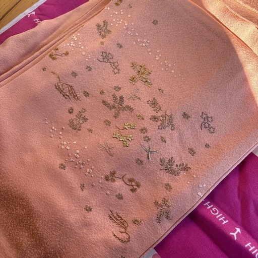 ますいわ屋謹製　総刺繍　訪問着　ピンク　一つ紋
