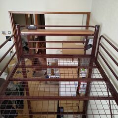 【八王子・1/25or26直接引取限定】階段付きパイプロフトベッド HT70-102の画像