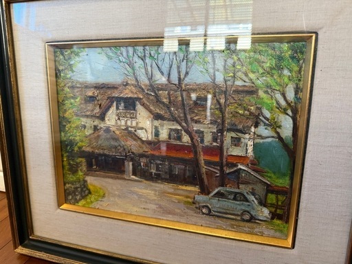 38.「藁屋根の旅館」髙橋一善 油絵【公式オンラインショップ】
