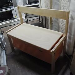 【22】木製　キッズベンチ　子ども　おもちゃ入れ　おもちゃ箱　収...