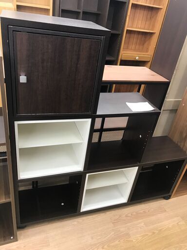 ★ジモティ割あり★  収納ラック ブラウン H130×W125×D128 クリーニング済み KJ7641