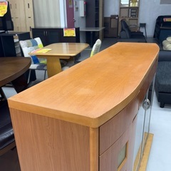 【美品‼️】高級国産家具♪ 156cm幅サイドボード キャビネット 多目的棚 リビングボード 木製ブラウン♪の画像
