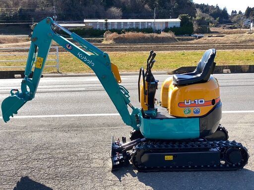 【J-0052】クボタ　U-10　ミニ油圧ショベル ユンボ バックホー　1tクラス　PTO配管　ボーダレス可変脚　全塗装済