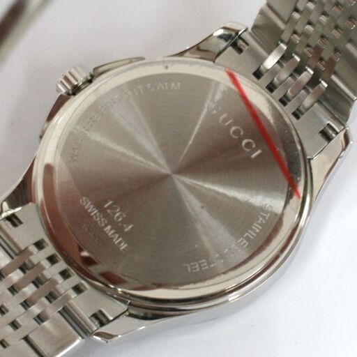 動作品 GUCCI Gタイムレス YA1264106 クオーツ式腕時計 3針 デイト ブラウンダイヤル 9連ブレス 25年1月電池交換