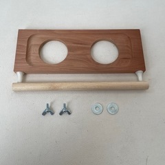 小鳥用 エサ入れ ＆ 水入れ 止まり木 そろばん無し 遊び場スタンド 手作り 未使用自宅保管品の画像