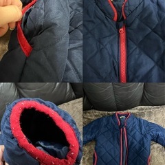 子供100 キッズ  2点セット　モッズコート パーカー 中綿 ボアコート 子ども 男の子 裏起毛 子供服 アウター  中綿ジャケット もこもこ 防寒着 ふわふわ 秋冬 の画像