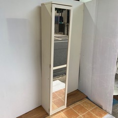 収納棚　ミラー付き　ホワイト