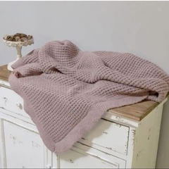 【新品】ブランケット ひざ掛け ワッフル編みの画像