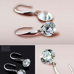 ▼≒j→→→m40-4/刻印/ブリリアント大粒ダイヤモンドＣＺラウンドピアスC＊Bの画像