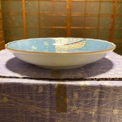 【新品未使用】相撲土産　軍配柄の銘々皿　16cm中皿5枚　光峰窯の画像