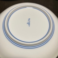 【新品未使用】相撲土産　軍配柄の銘々皿　16cm中皿5枚　光峰窯の画像