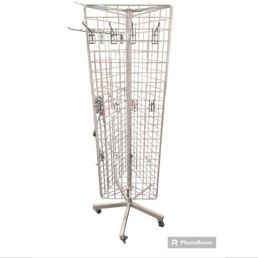 美品◆キャスター付回転什器　3角　3面　店舗什器　陳列◆