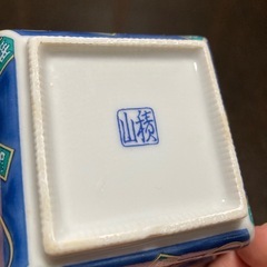 【新品未使用】軍配柄　角小鉢　大小重ね5客　ブルー　相撲土産　箱付きの画像