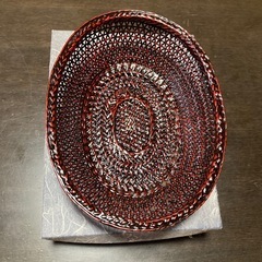 【新品未使用】籃胎漆器　小判型の鉢　籠　久留米　九籃　箱付き　菓子鉢の画像