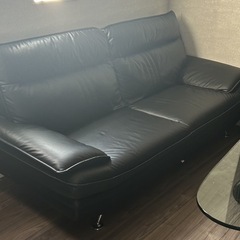 SHEER 3人掛け レザーソファ ブラック