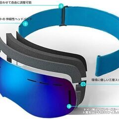 【新品】スキーゴーグル スノーボードゴーグル 冬用 広視野 球面 3層スポンジ 防曇防紫外線 大人用 収納袋付き（色：ダークシルバー）の画像