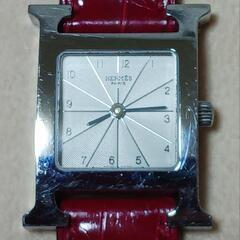 Hermès Hウォッチ 腕時計 レディース クロコダイルベルト 赤 エルメスの画像