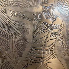 美品 星野仙一 引退記念 ブロンズ 額 星野監督 インテリア 銅 額縁