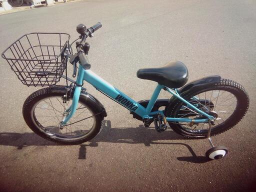 18インチ　水色/黒　子供自転車　補助輪付き♪