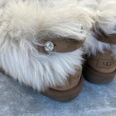 UGG ブラウン ムートンブーツ ファー付き　24cmの画像