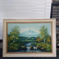 アルプス風景画　油絵