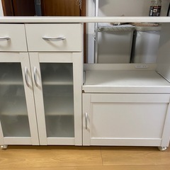 【もらってください！】キッチンカウンター レンジ台　ホワイト 収納
