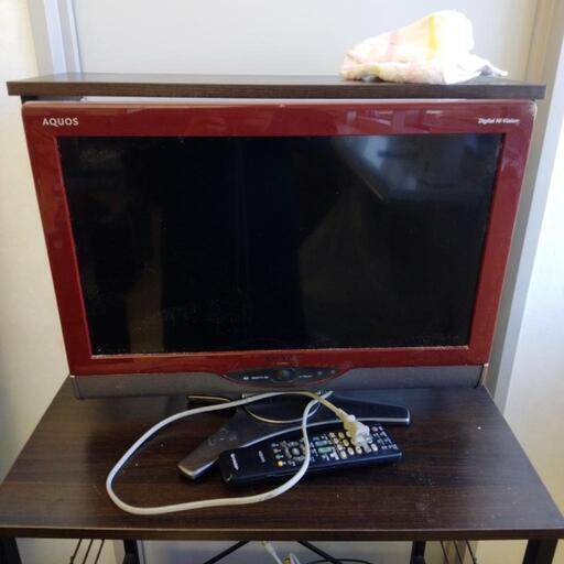 【在庫一掃セール！】SHARP AQUOS LC-20DE7 液晶テレビ 20インチ 2010 赤 黒 通電起動チャンネル設定確認済 リモコン、B-CASカード付