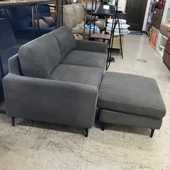 K2501-123 3人掛けソファ オットマン付 チャコールグレー 脚付き 毛玉色あせ有り ※バラ売り不可の画像