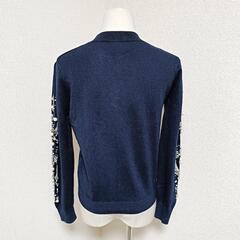 チェスティ クルーネック長袖ニット トップス ビジューパール ネイビー F レディースの画像