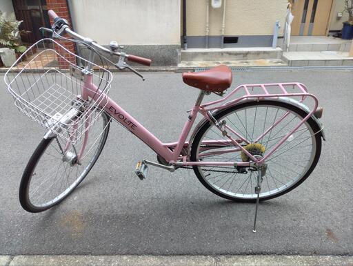 手渡しのみ、9,800円、27インチ、ステンレス仕様、ピンク色、外装6段変速、LEDオートライト付き片足スタンドの中古自転車、自転車出張修理店グッドサイクルが出品