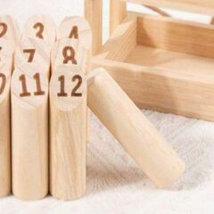 12個の番号付き木製ペグセット、遊びや教育に最適✨