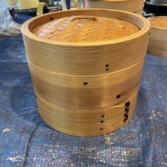 【引き取り限定】せいろ　木製　2段　蒸し器　18cm 　中古品　...
