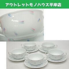 未使用・長期保管品 HOYA スープカップ・ソーサー 5客セット...