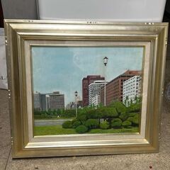 Painting of buildings and a park...