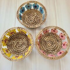 【無料】かわいい丸カゴ３つ　直径20cmの画像