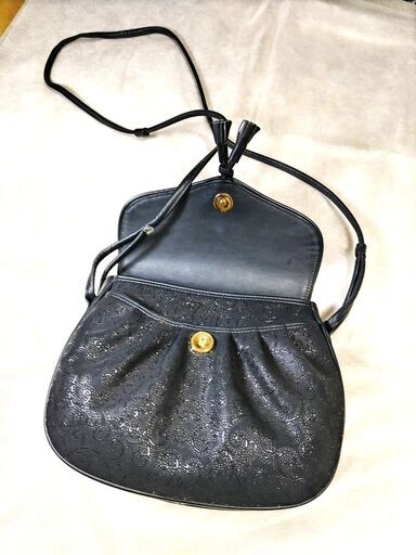 印傳屋２WAYショルダーバッグ　総柄　BLACK