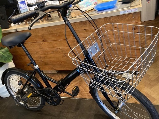 【前輪タイヤ新品！】6段変速　20インチ折りたたみ自転車　ブラック