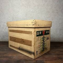 🔷🔶🔷WY15/21 茶箱 木箱 ブリキ張り 収納箱 蓋付 着物収納 道具箱 ヴィンテージ 昭和レトロ アンティーク 古民具 古道具 ★直接引取歓迎🔷🔶🔷の画像